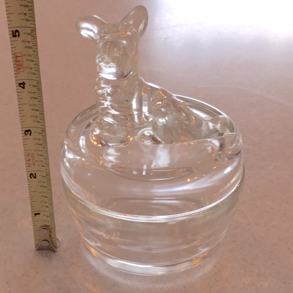 VINTAGE clear glass Scottie dog powder dish, trinket dish with lid - Picture 9 of 10
